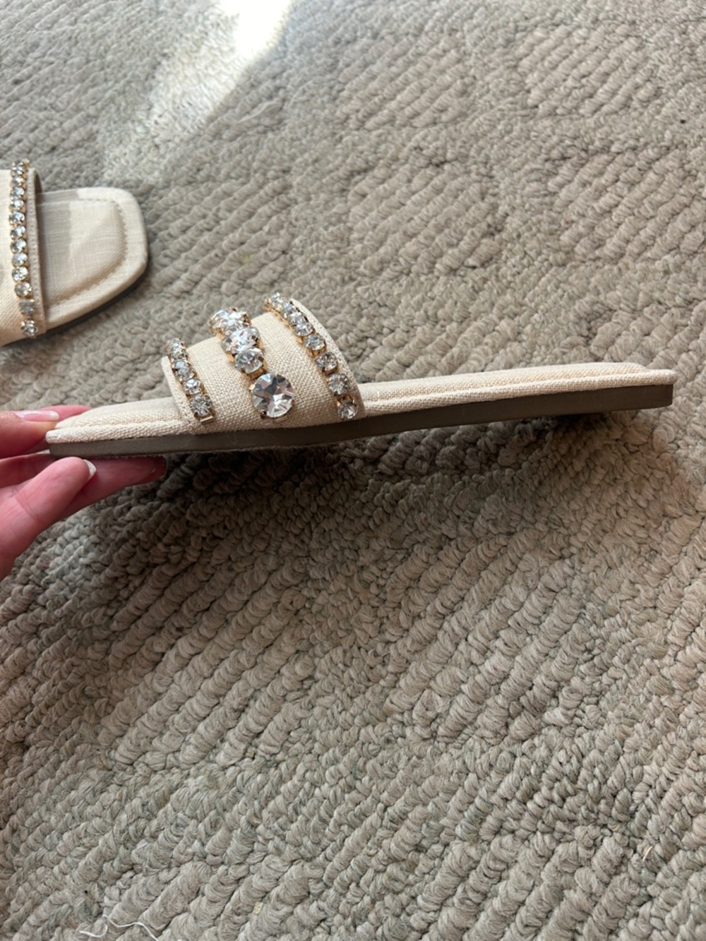 Madden Girl Beaded Slide Sandals in Natural Multi - Picture 9 of 14